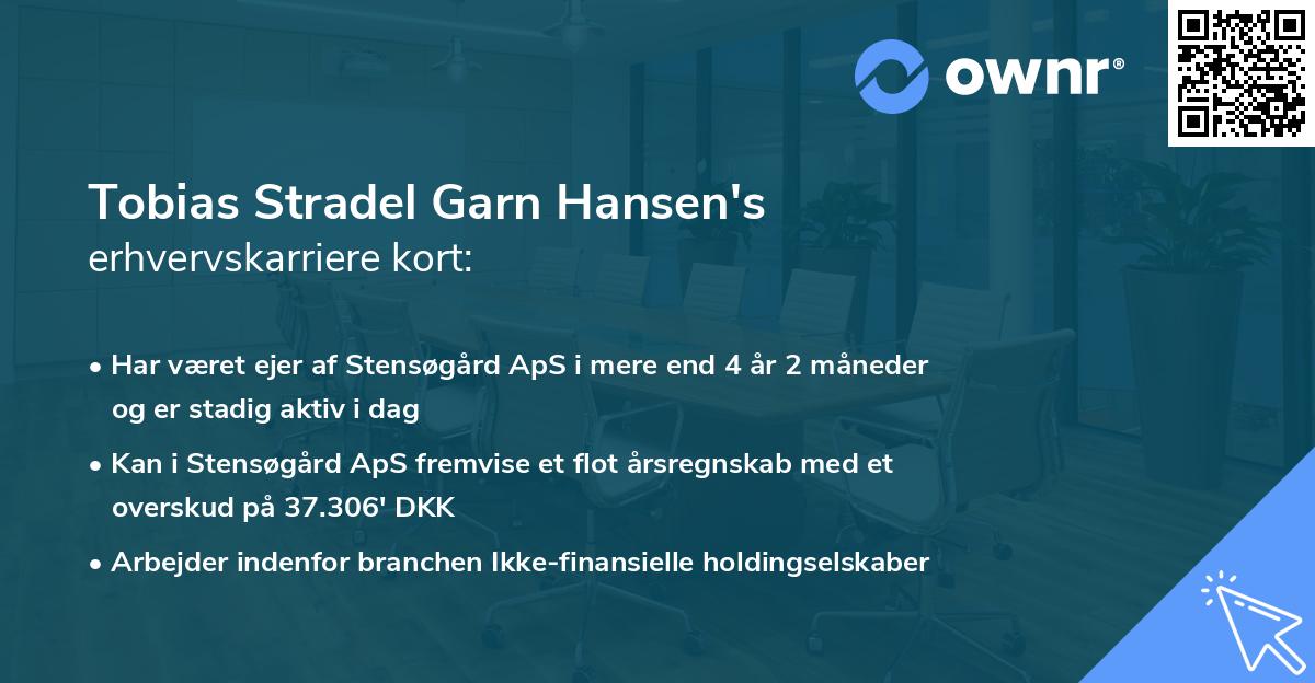 Tobias Stradel Garn Hansen's erhvervskarriere kort