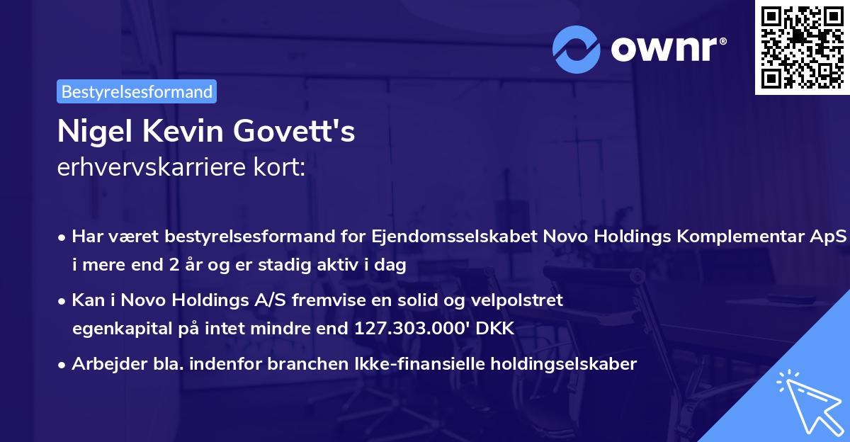 Nigel Kevin Govett's erhvervskarriere kort