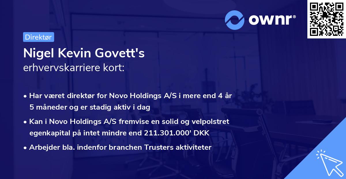 Nigel Kevin Govett's erhvervskarriere kort