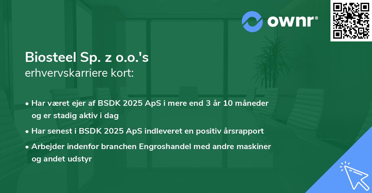 Biosteel Sp. z o.o.'s erhvervskarriere kort