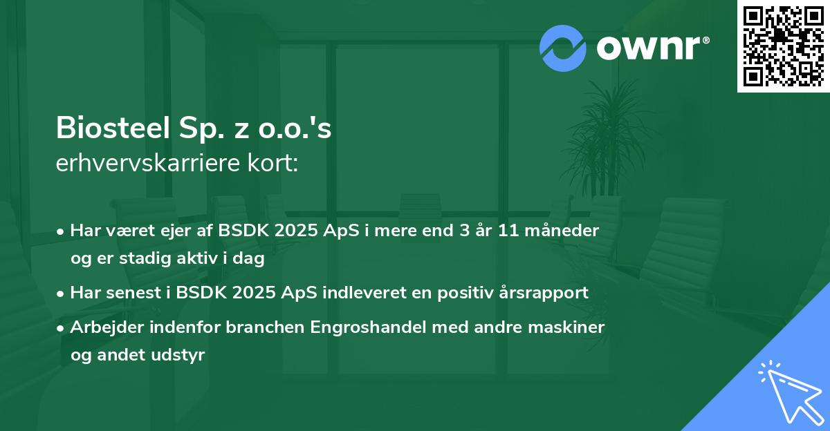 Biosteel Sp. z o.o.'s erhvervskarriere kort