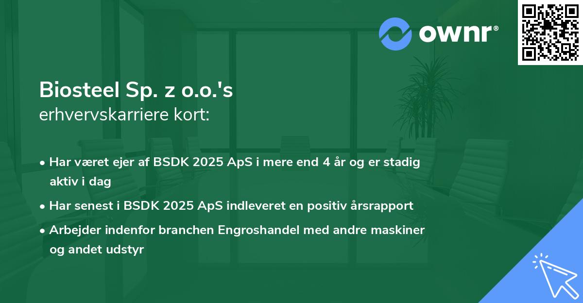 Biosteel Sp. z o.o.'s erhvervskarriere kort