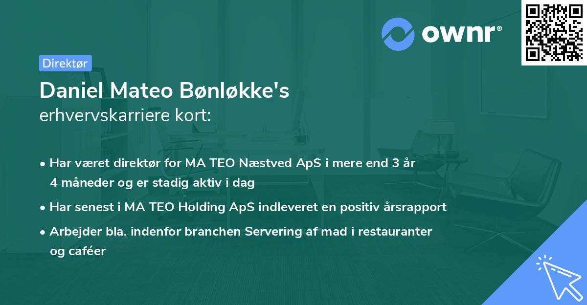 Daniel Mateo Bønløkke's erhvervskarriere kort