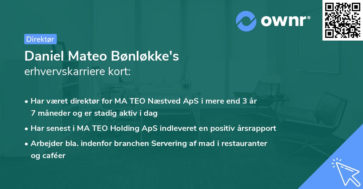 Daniel Mateo Bønløkke's erhvervskarriere kort