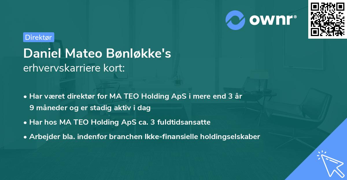 Daniel Mateo Bønløkke's erhvervskarriere kort