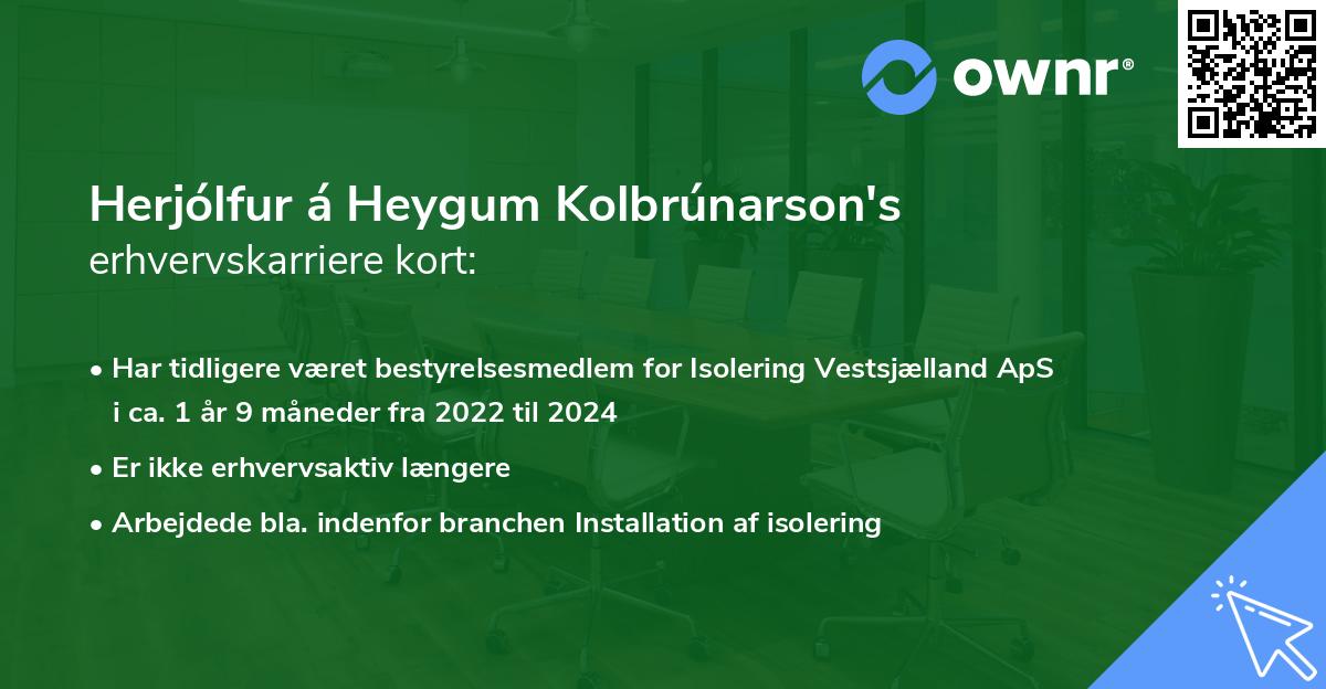 Herjólfur á Heygum Kolbrúnarson's erhvervskarriere kort