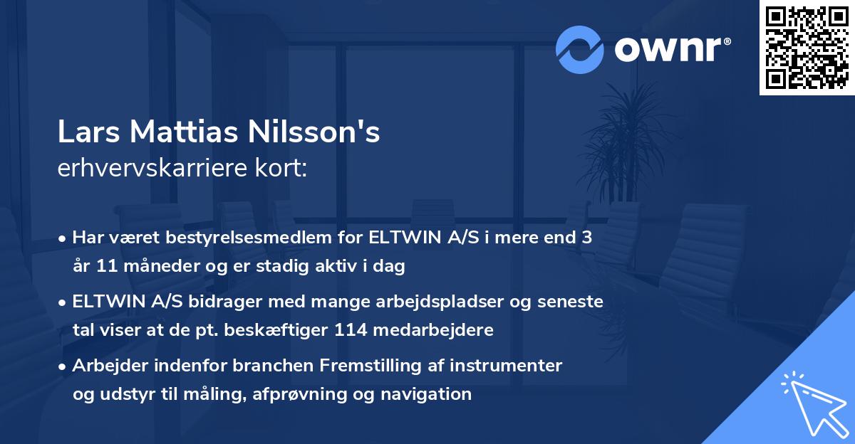 Lars Mattias Nilsson's erhvervskarriere kort