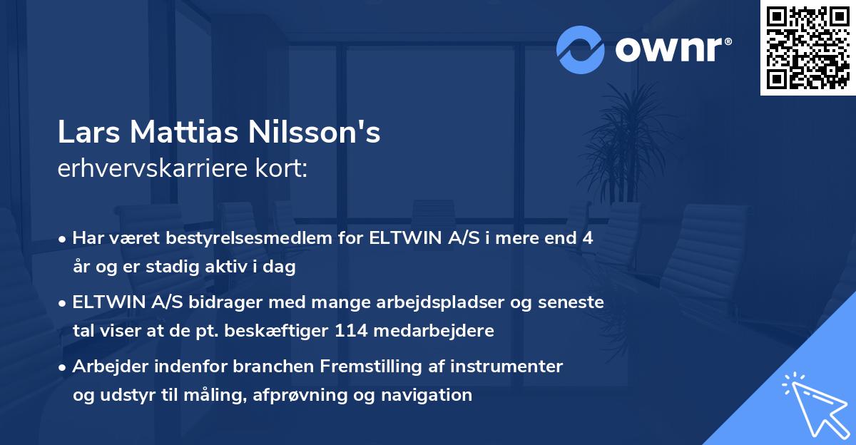 Lars Mattias Nilsson's erhvervskarriere kort