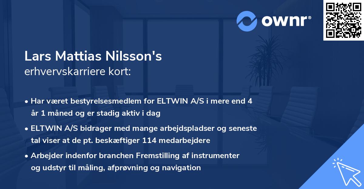 Lars Mattias Nilsson's erhvervskarriere kort