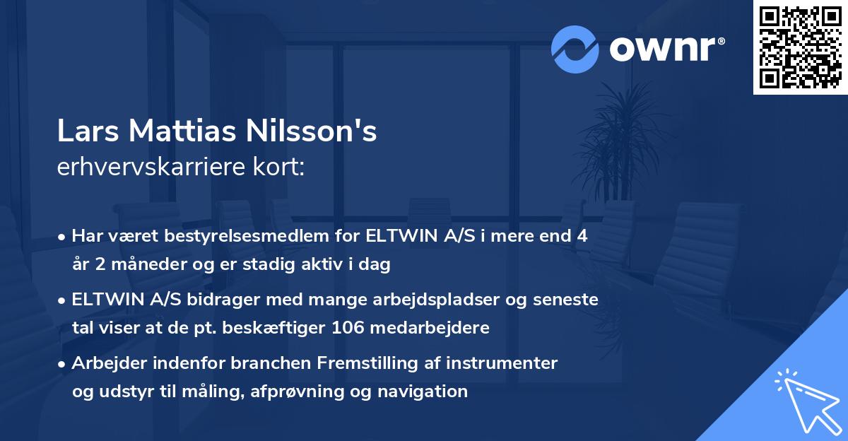 Lars Mattias Nilsson's erhvervskarriere kort
