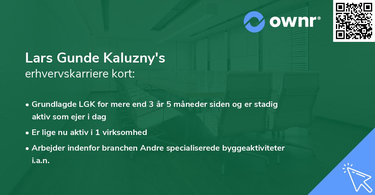Lars Gunde Kaluzny's erhvervskarriere kort