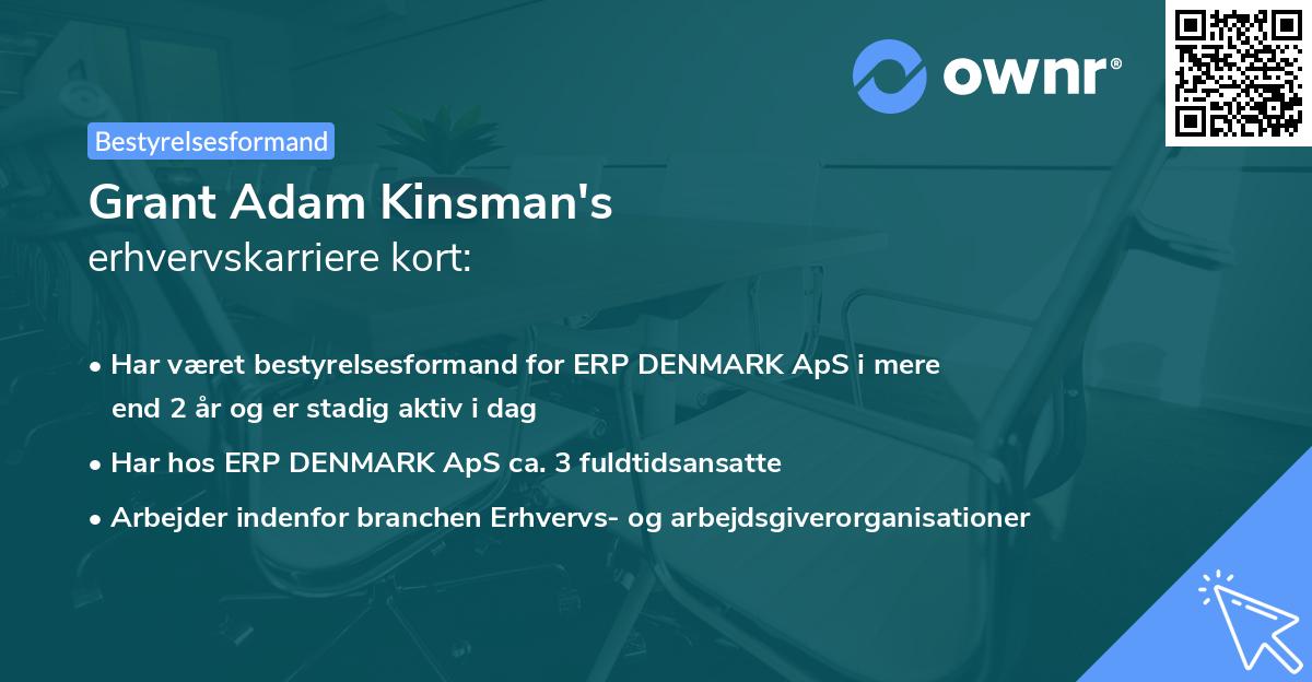 Grant Adam Kinsman's erhvervskarriere kort