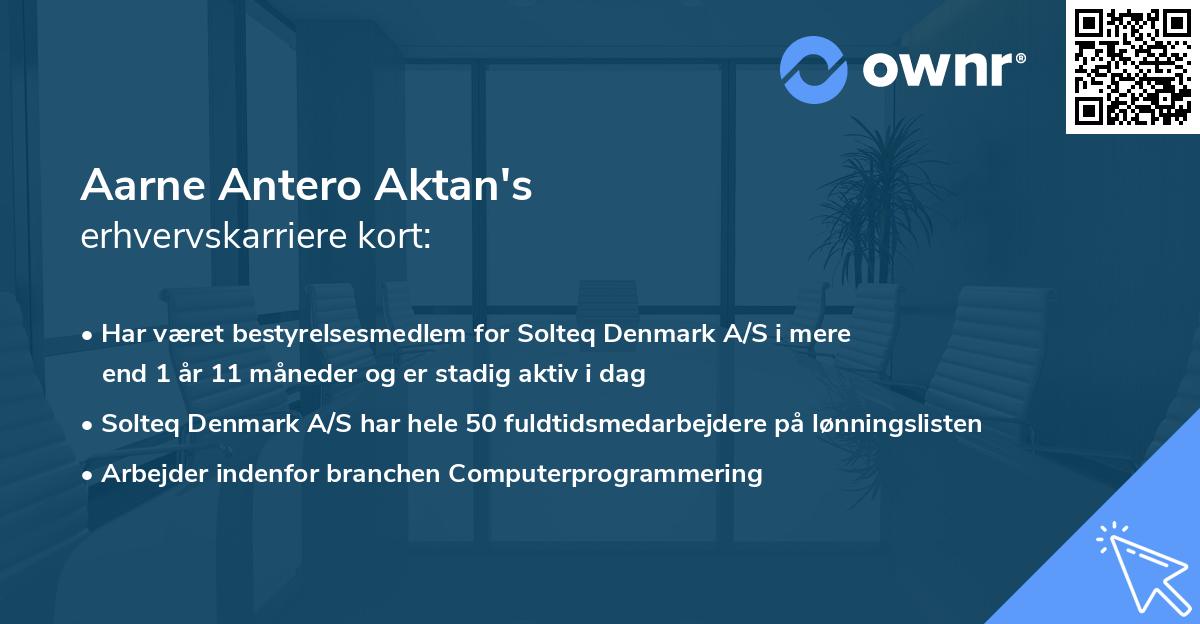 Aarne Antero Aktan's erhvervskarriere kort