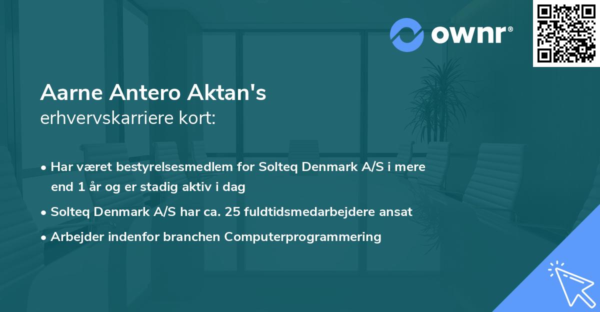 Aarne Antero Aktan's erhvervskarriere kort
