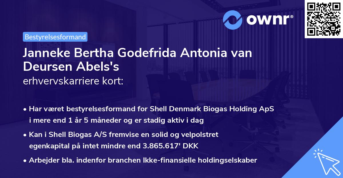 Janneke Bertha Godefrida Antonia van Deursen Abels's erhvervskarriere kort