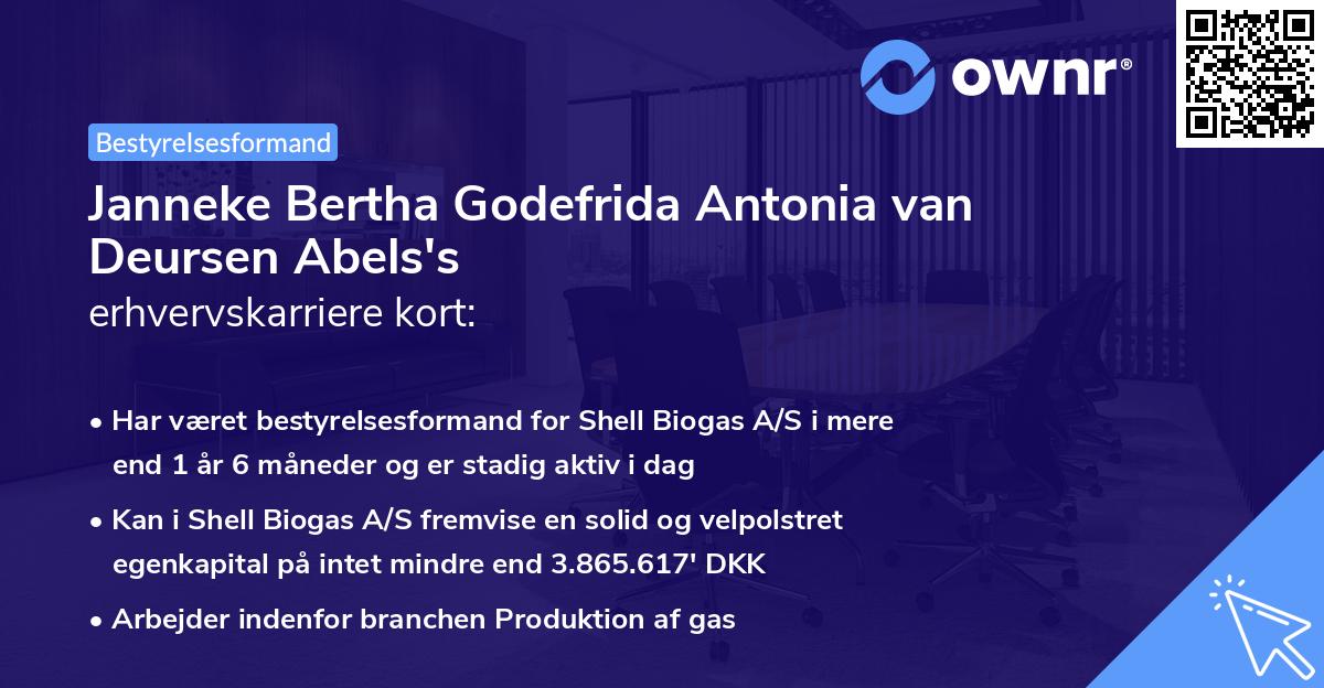 Janneke Bertha Godefrida Antonia van Deursen Abels's erhvervskarriere kort