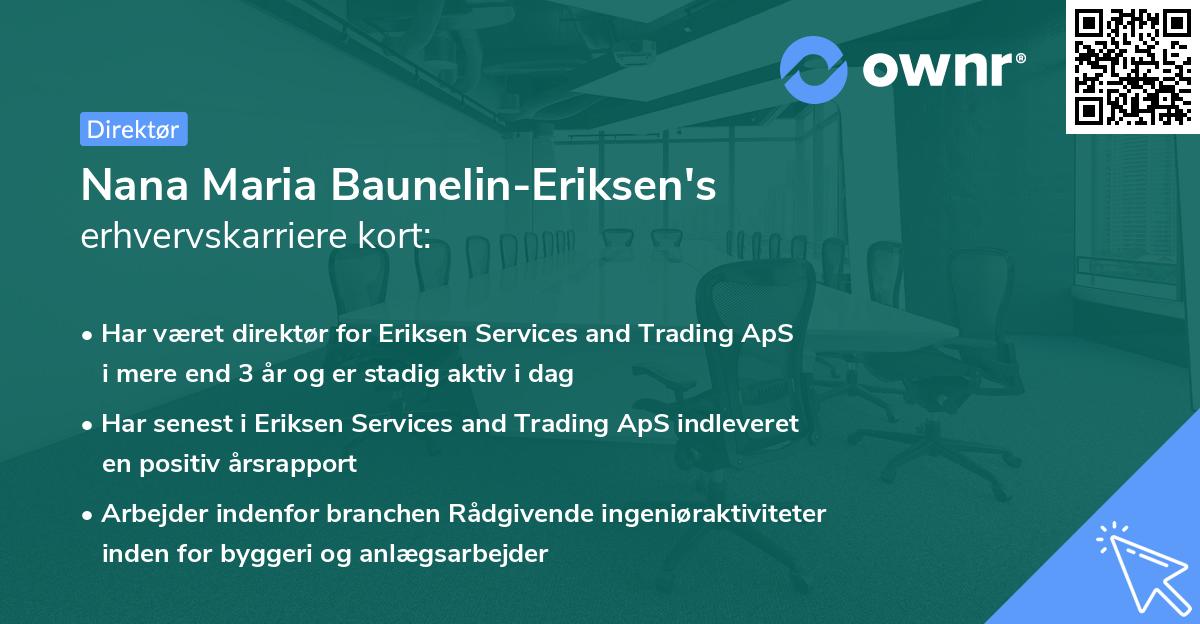 Nana Maria Baunelin-Eriksen's erhvervskarriere kort
