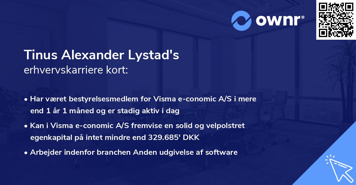 Tinus Alexander Lystad's erhvervskarriere kort