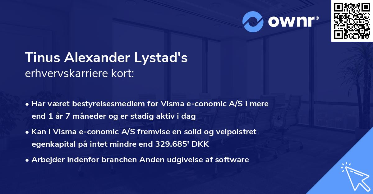 Tinus Alexander Lystad's erhvervskarriere kort