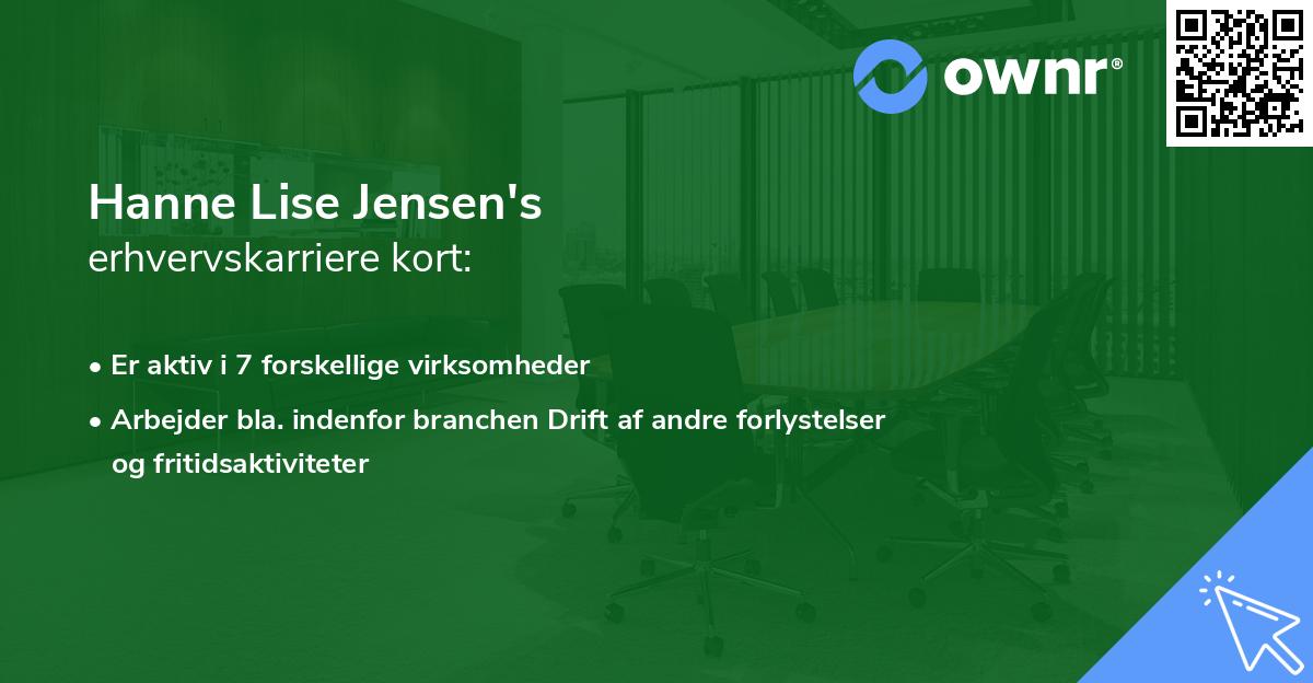 Hanne Lise Jensen's erhvervskarriere kort