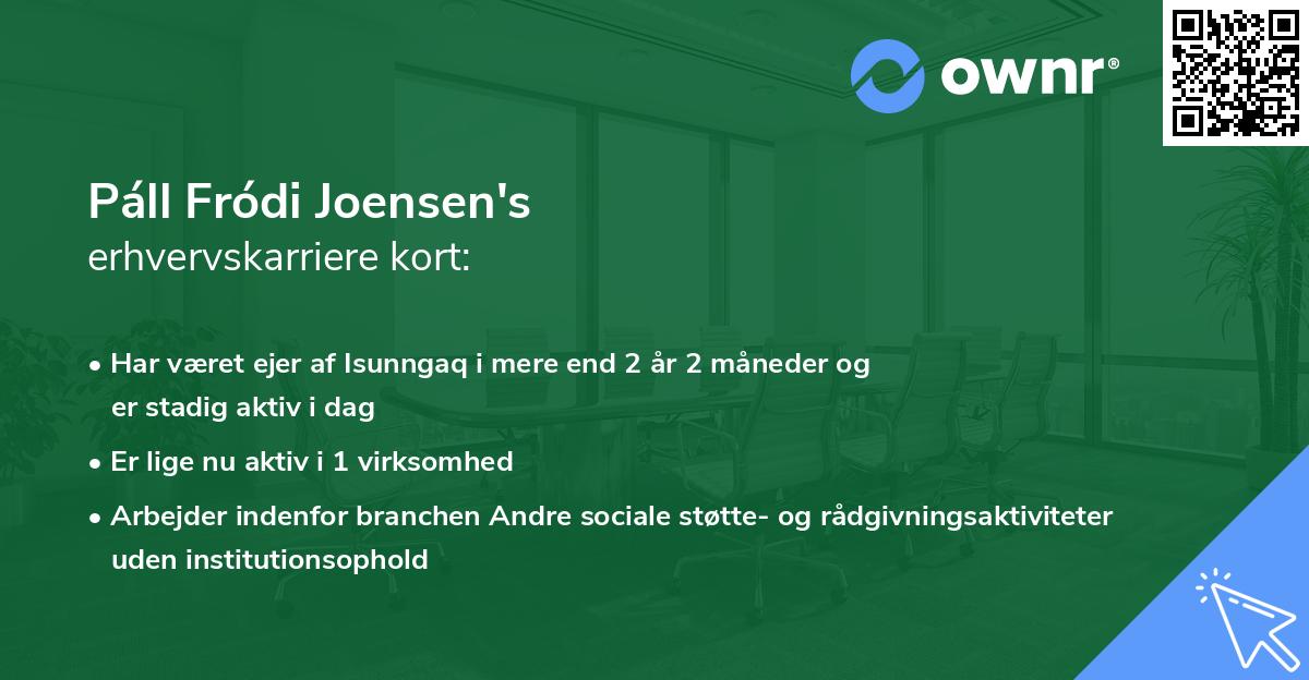 Páll Fródi Joensen's erhvervskarriere kort