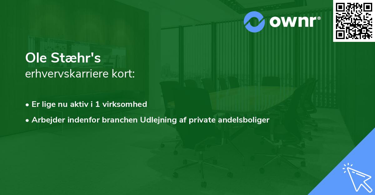 Ole Stæhr's erhvervskarriere kort
