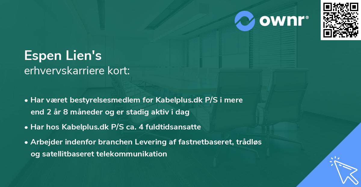 Espen Lien's erhvervskarriere kort