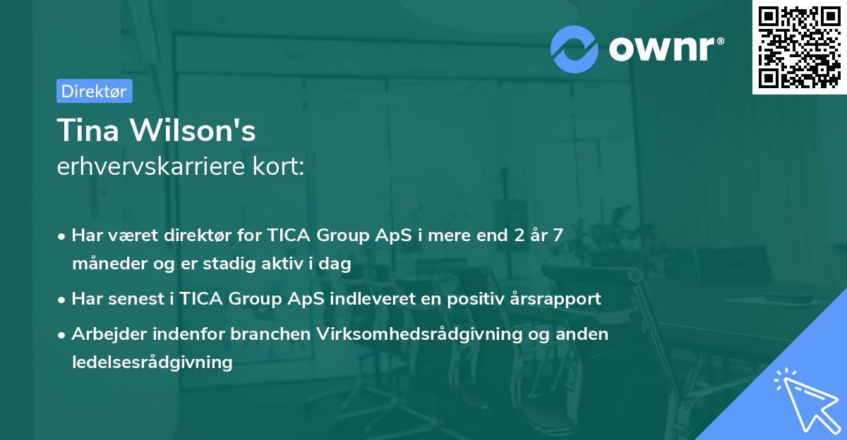 Tina Wilson's erhvervskarriere kort