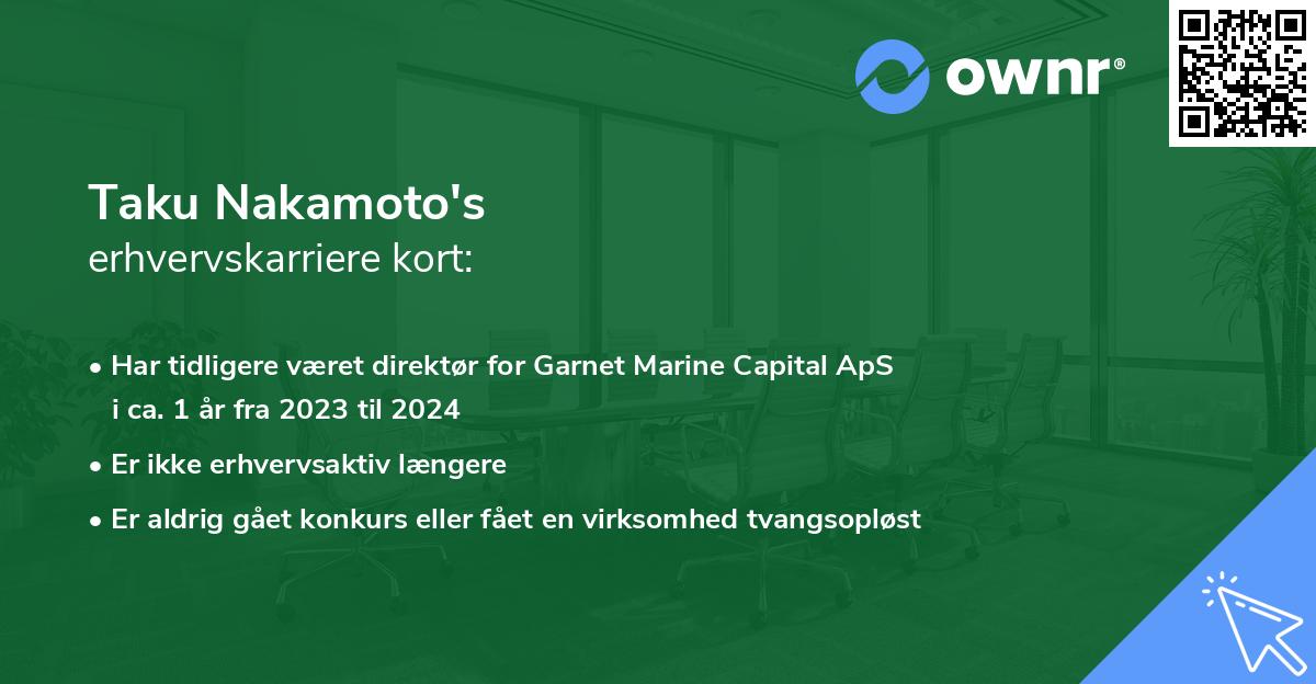 Taku Nakamoto's erhvervskarriere kort