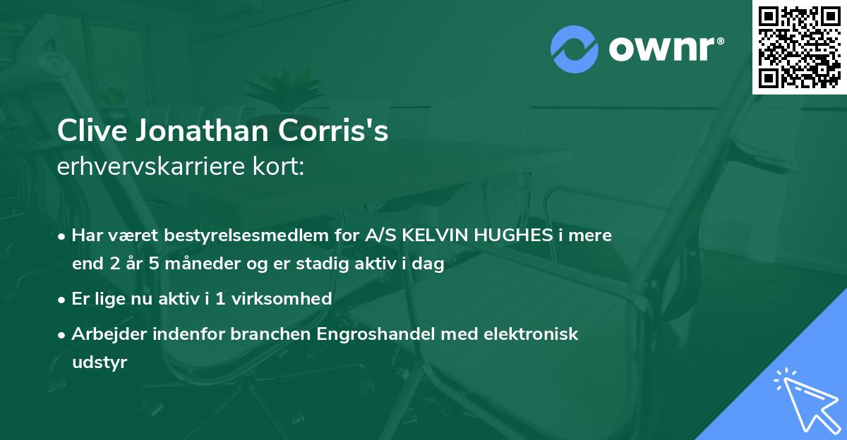 Clive Jonathan Corris's erhvervskarriere kort