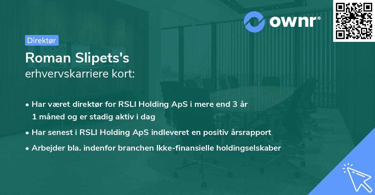 Roman Slipets's erhvervskarriere kort