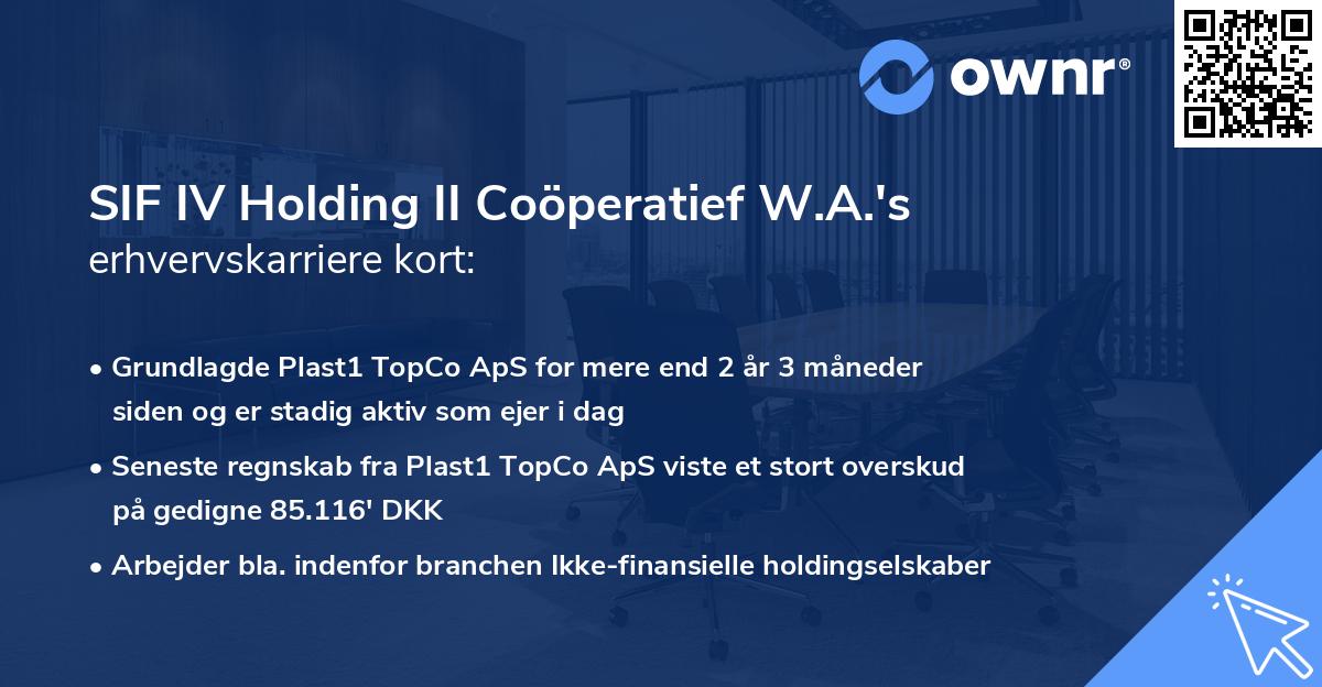 SIF IV Holding II Coöperatief W.A.'s erhvervskarriere kort