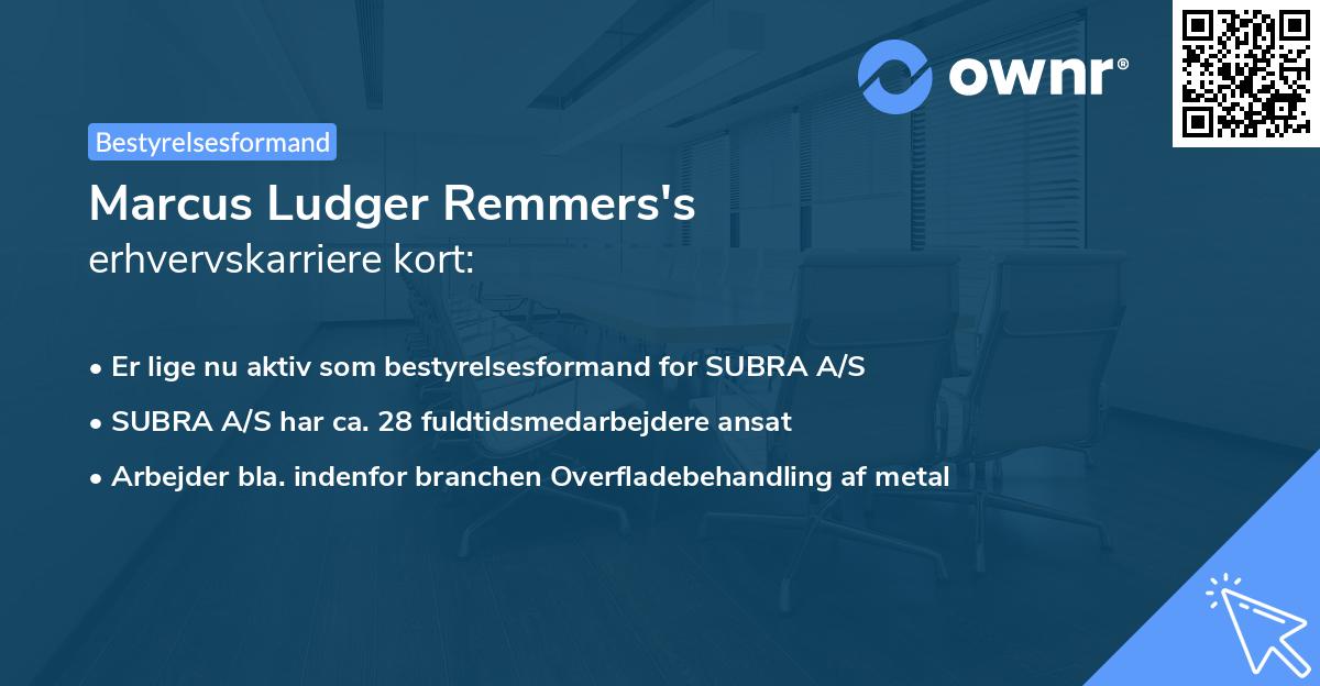 Marcus Ludger Remmers's erhvervskarriere kort