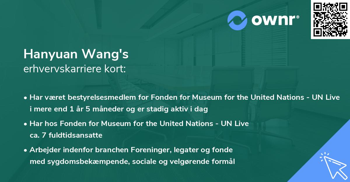 Hanyuan Wang's erhvervskarriere kort