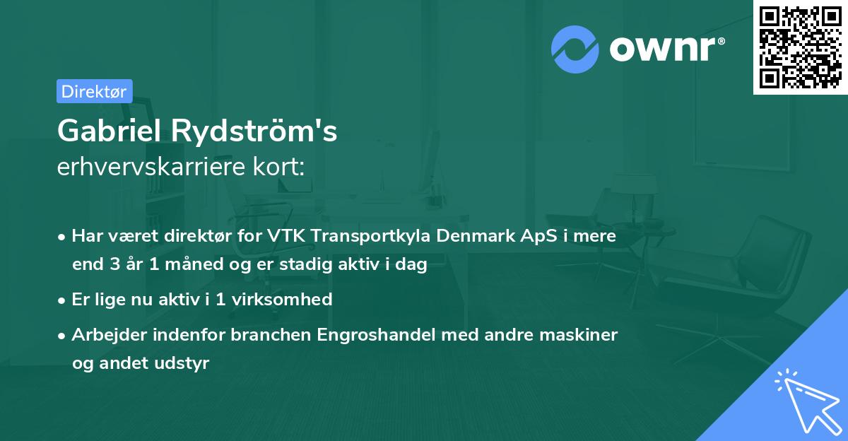 Gabriel Rydström's erhvervskarriere kort