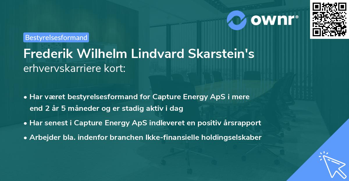 Frederik Wilhelm Lindvard Skarstein's erhvervskarriere kort