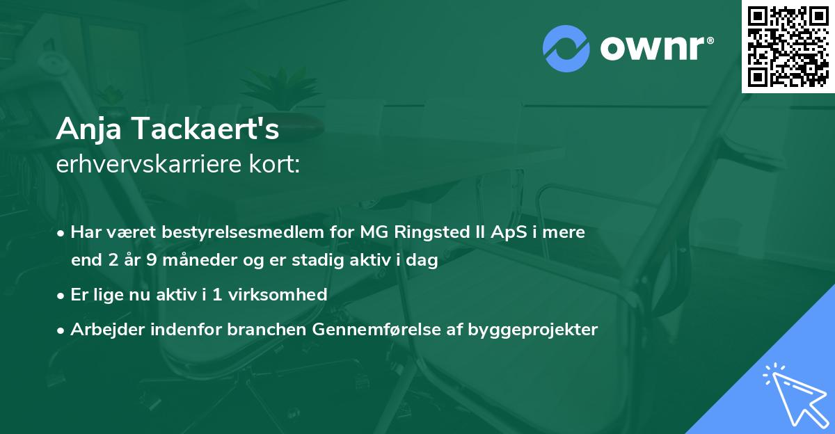 Anja Tackaert's erhvervskarriere kort