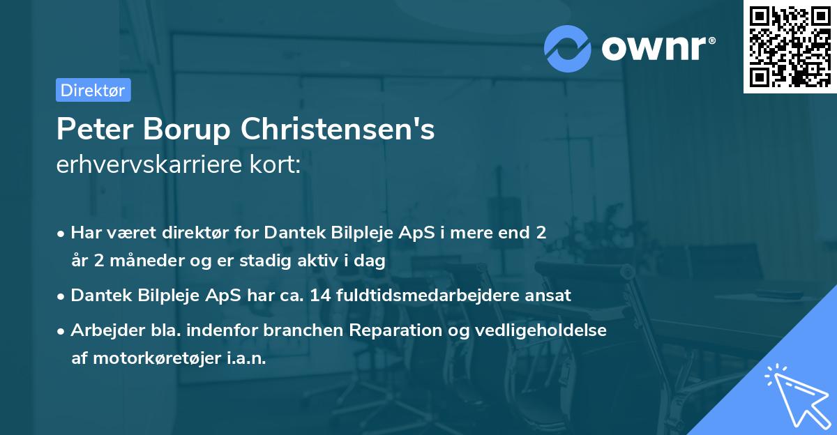 Peter Borup Christensen's erhvervskarriere kort