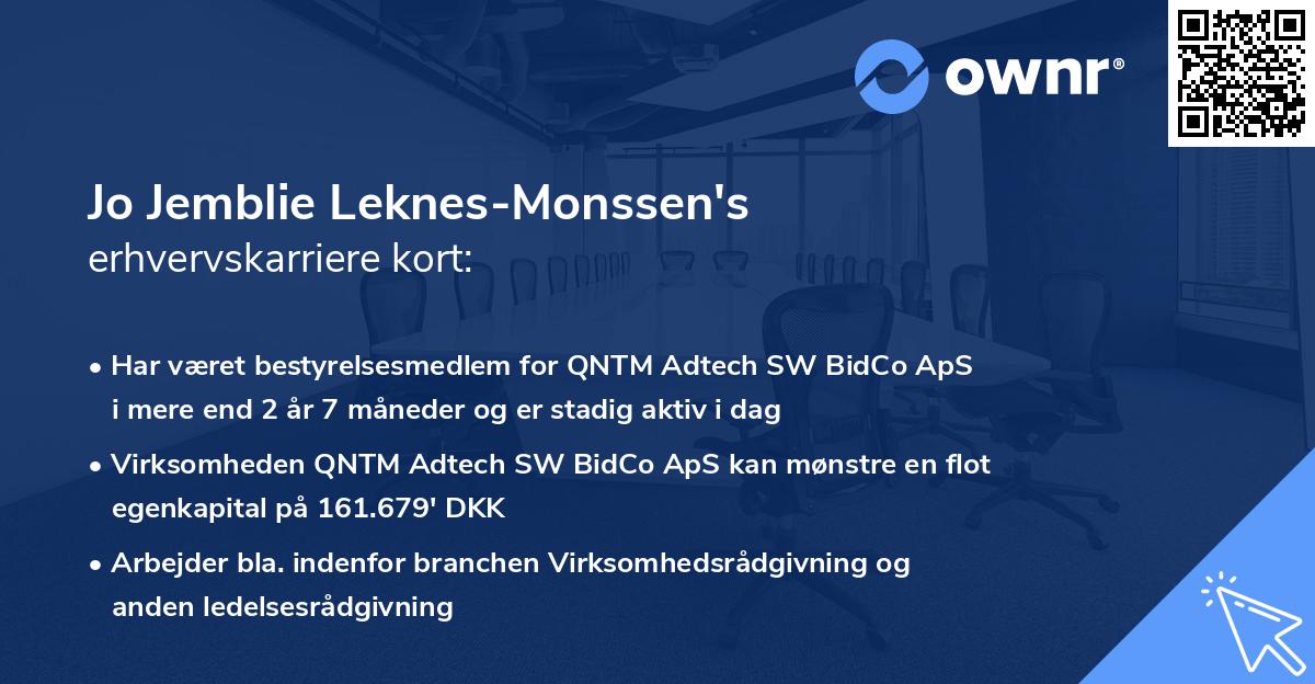 Jo Jemblie Leknes-Monssen's erhvervskarriere kort