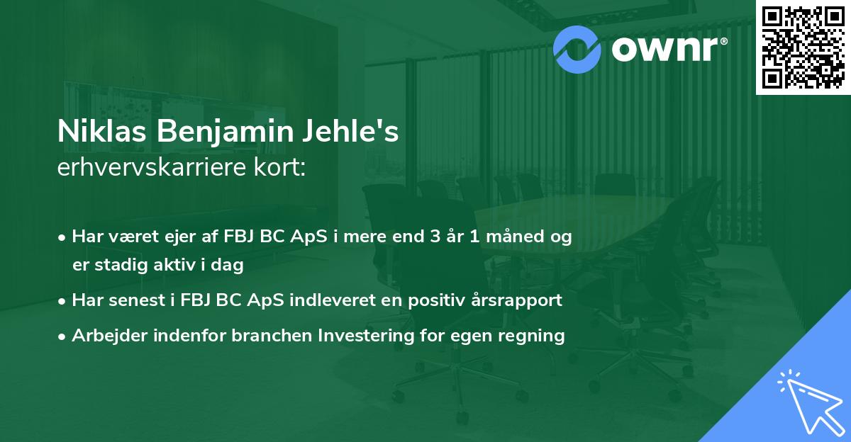 Niklas Benjamin Jehle's erhvervskarriere kort