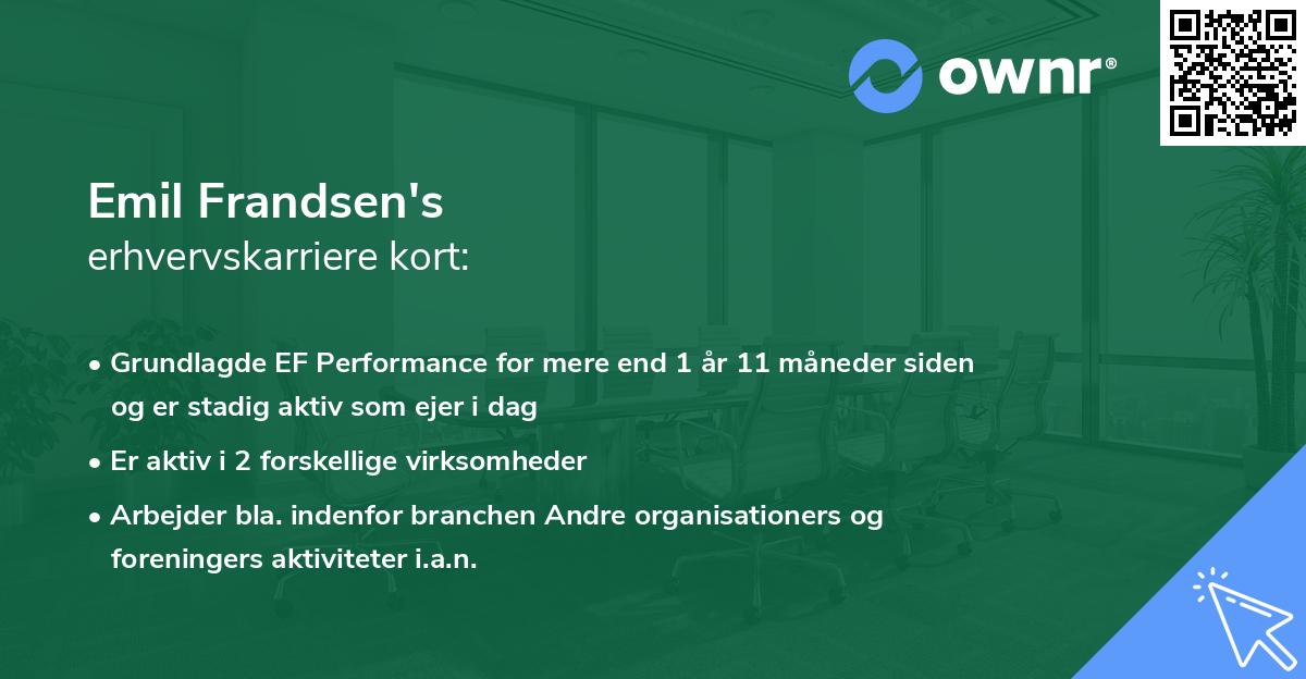 Emil Frandsen's erhvervskarriere kort