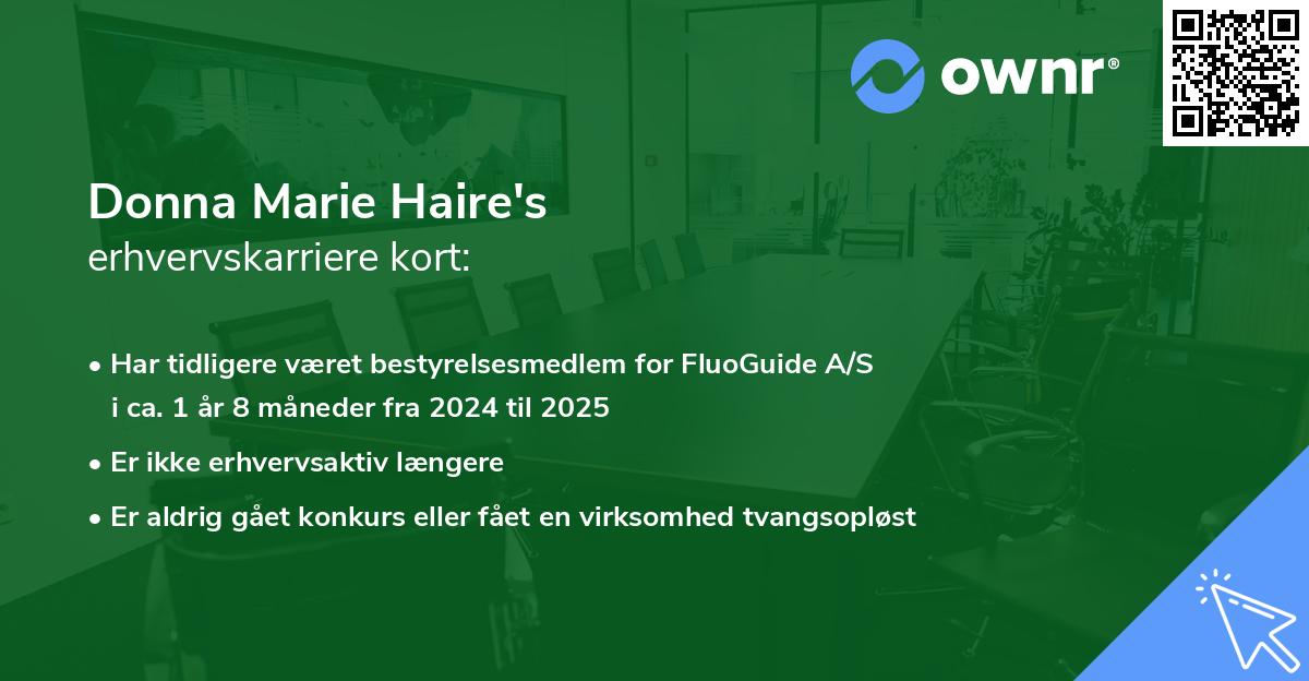 Donna Marie Haire's erhvervskarriere kort