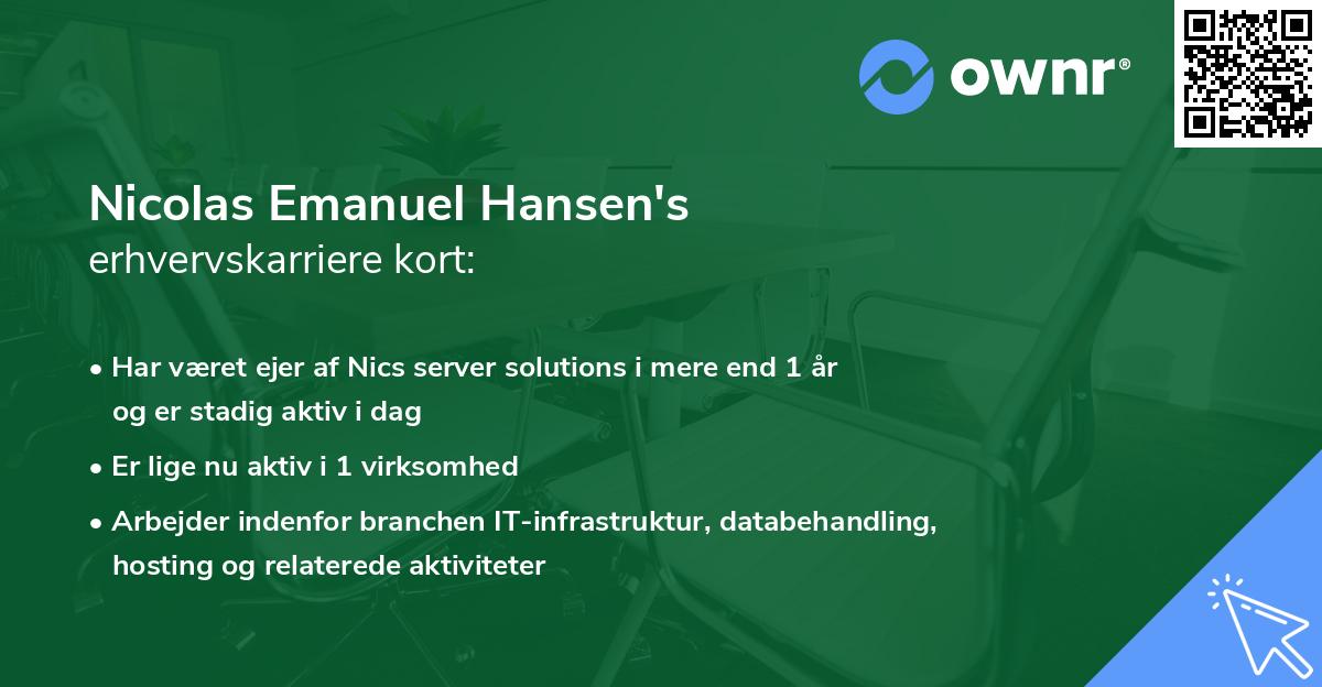 Nicolas Emanuel Hansen's erhvervskarriere kort