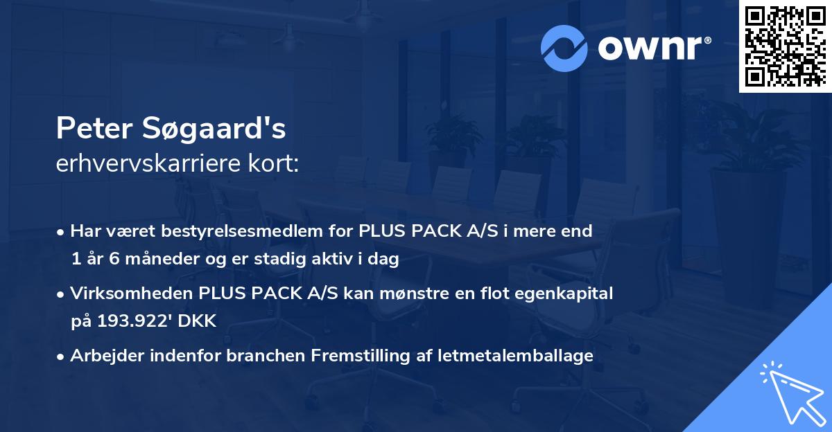 Peter Søgaard's erhvervskarriere kort