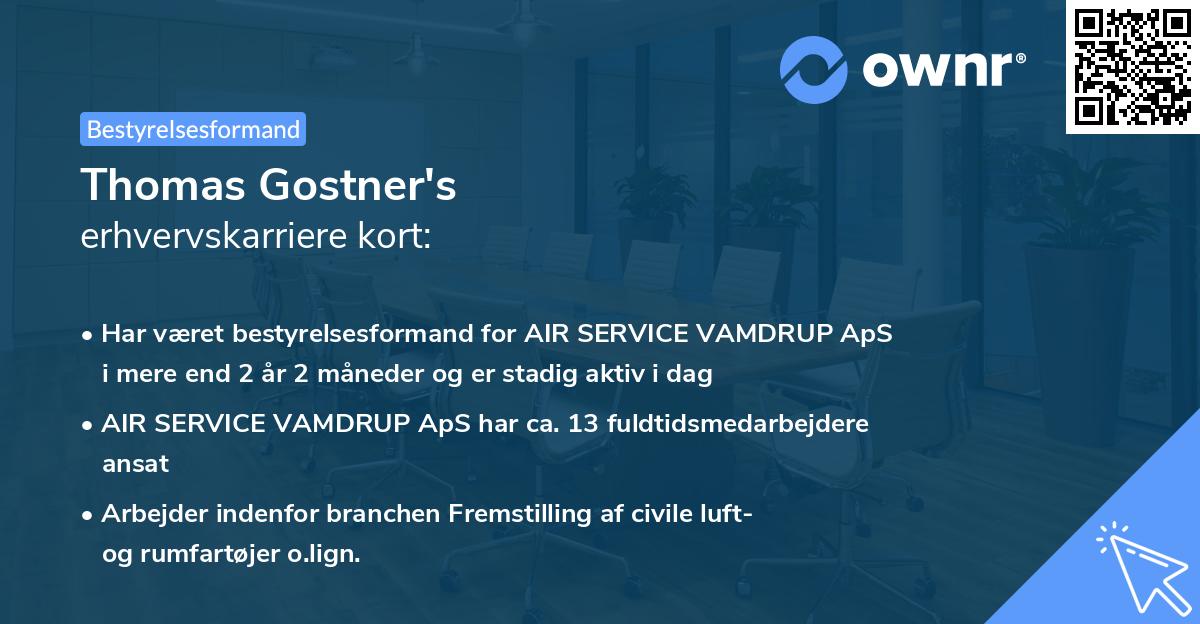 Thomas Gostner's erhvervskarriere kort