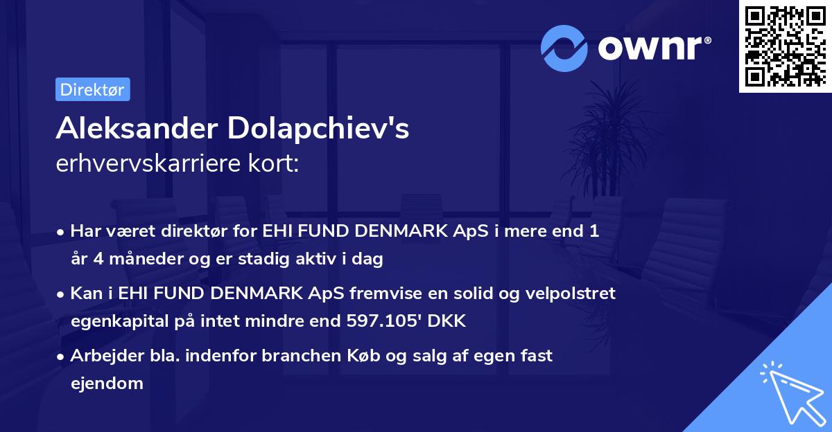 Aleksander Dolapchiev's erhvervskarriere kort