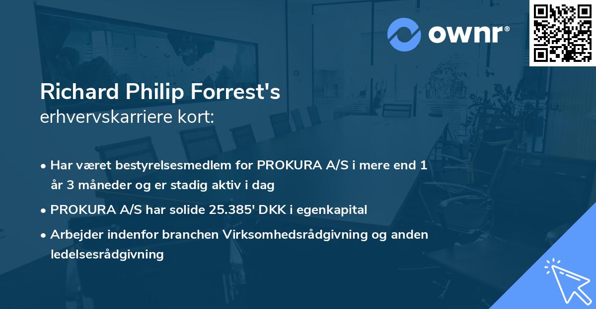 Richard Philip Forrest's erhvervskarriere kort