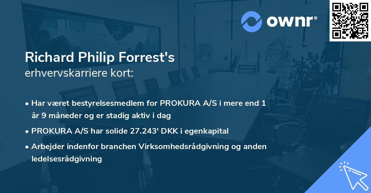 Richard Philip Forrest's erhvervskarriere kort