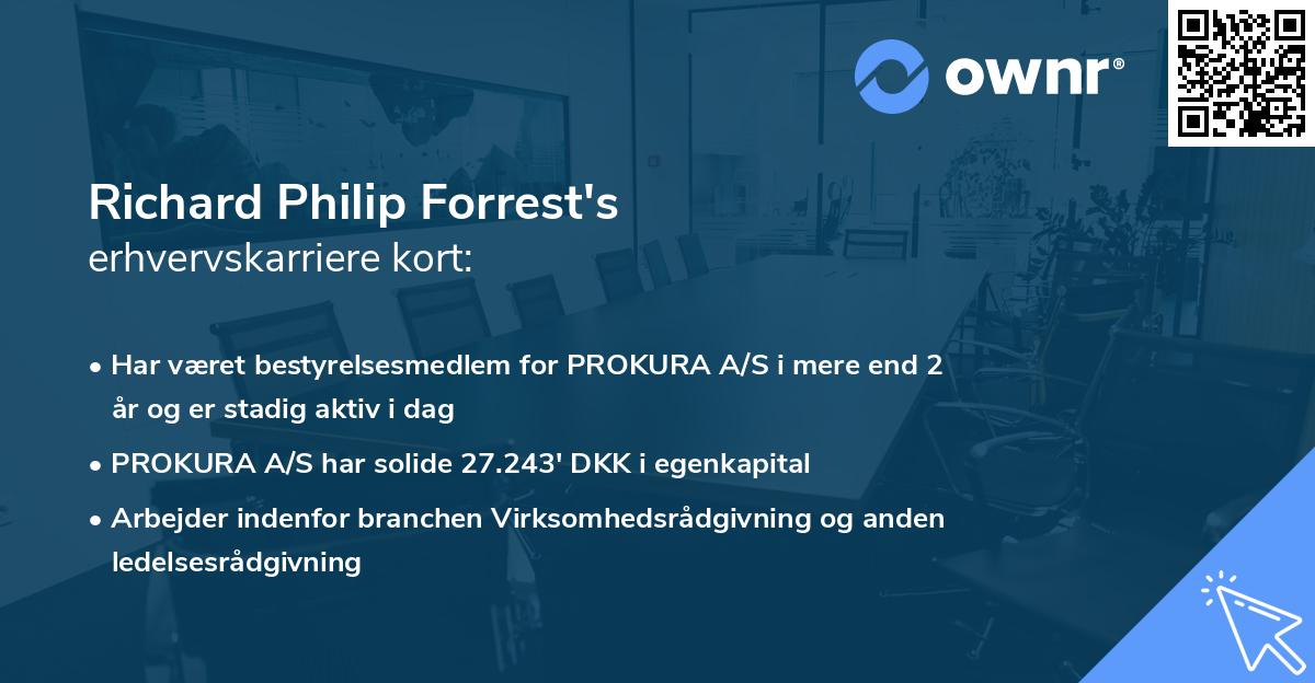 Richard Philip Forrest's erhvervskarriere kort