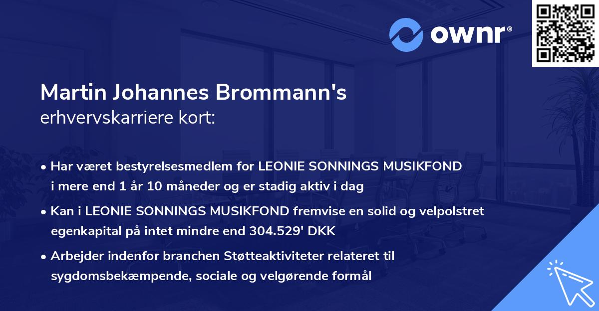 Martin Johannes Brommann's erhvervskarriere kort